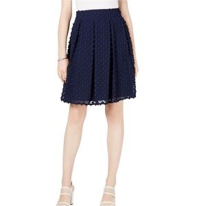 NWOT Maison Jules Navy Floral Appliqué Pleat Skirt